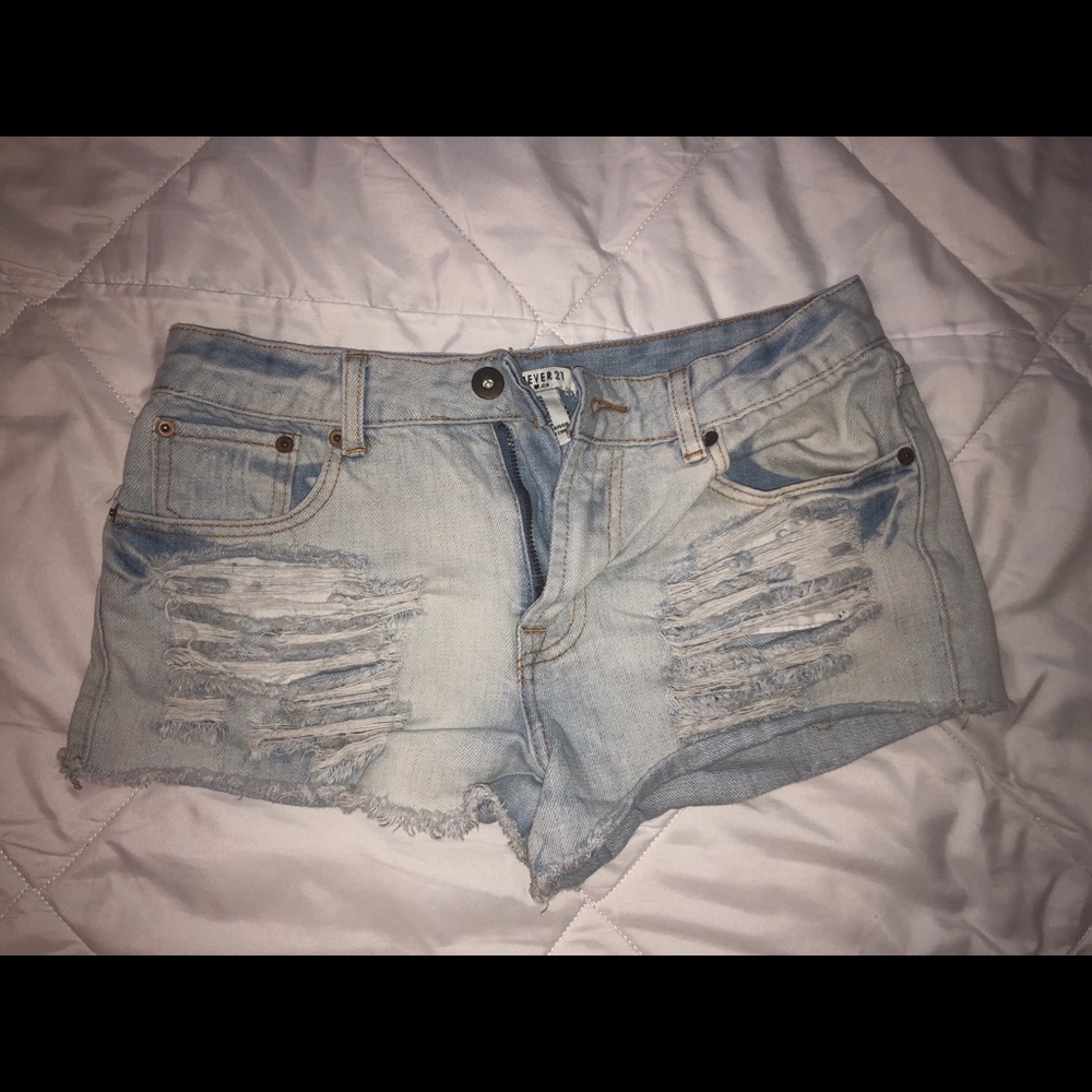 Light blue denim shorts